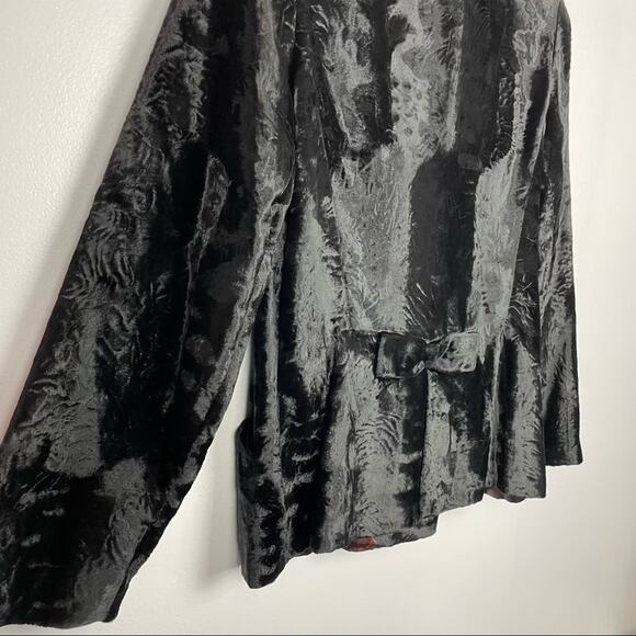 Vintage Black Faux Fur Jacket Rhinestone Buttons Borella Fur - Picture 5 of 12